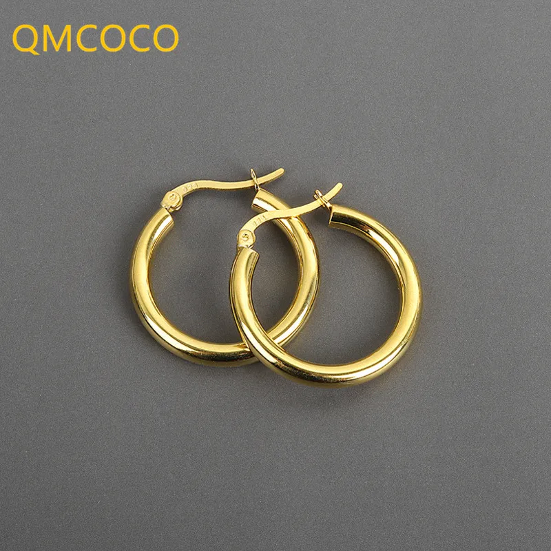 QMCOCO Silver Color Retro Roung  Earrings  Personality French Fashion Ear Buckles Ear Ornaments For Women Party Gift