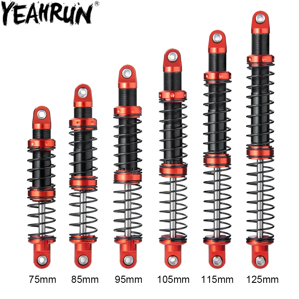 YEAHRUN metalowy amortyzator regulowany amortyzator 75/85/95/105/115/125mm dla 1/10 gąsienica RC oś samochodu SCX10 TRX4 TRX6 D90