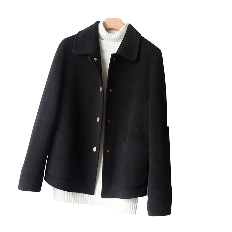 Double-Faced Cashmere Coat Women 2025 New Autumn Winter High Quality Short Jacket Single-Breasted Female Wool Outerwear Clothes