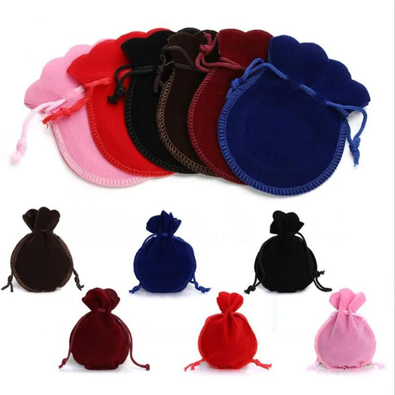 10pcs/lot 5x7/7x9/9x12cm Velvet Bag Drawstring Pouch Black Red Calabash Jewelry Packing Bags Wedding Christmas Gift Bag