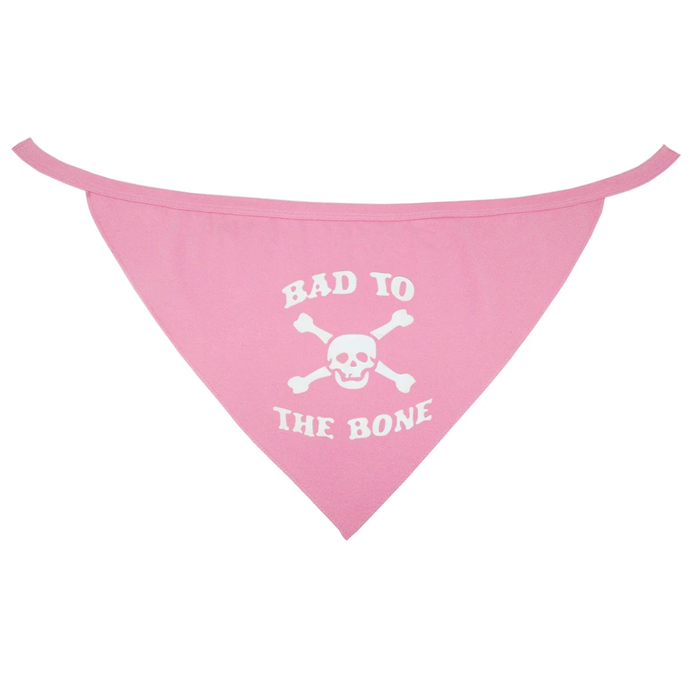 BAD TO THE BONE Skull รูปแบบคอปรับสุนัขผ้าพันคอผ้าพันคอสัตว์เลี้ยงน่ารัก Neckerchief สำหรับสุนัข Puppy Dog Cat สัตว์เลี้ยง Bibs