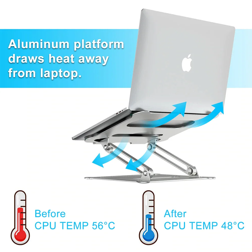 Laptop Stand Aluminium Alloy Adjustable ,  Laptop Holder Multi-Angle Stand Heat Release Foldable Laptop Notebook Stand