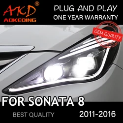 Headlight For Hyundai Sonata 8 2011-2016 Car автомобильные товары LED DRL Hella 5 Xenon Lens Hid H7 Sonata Car Accessories