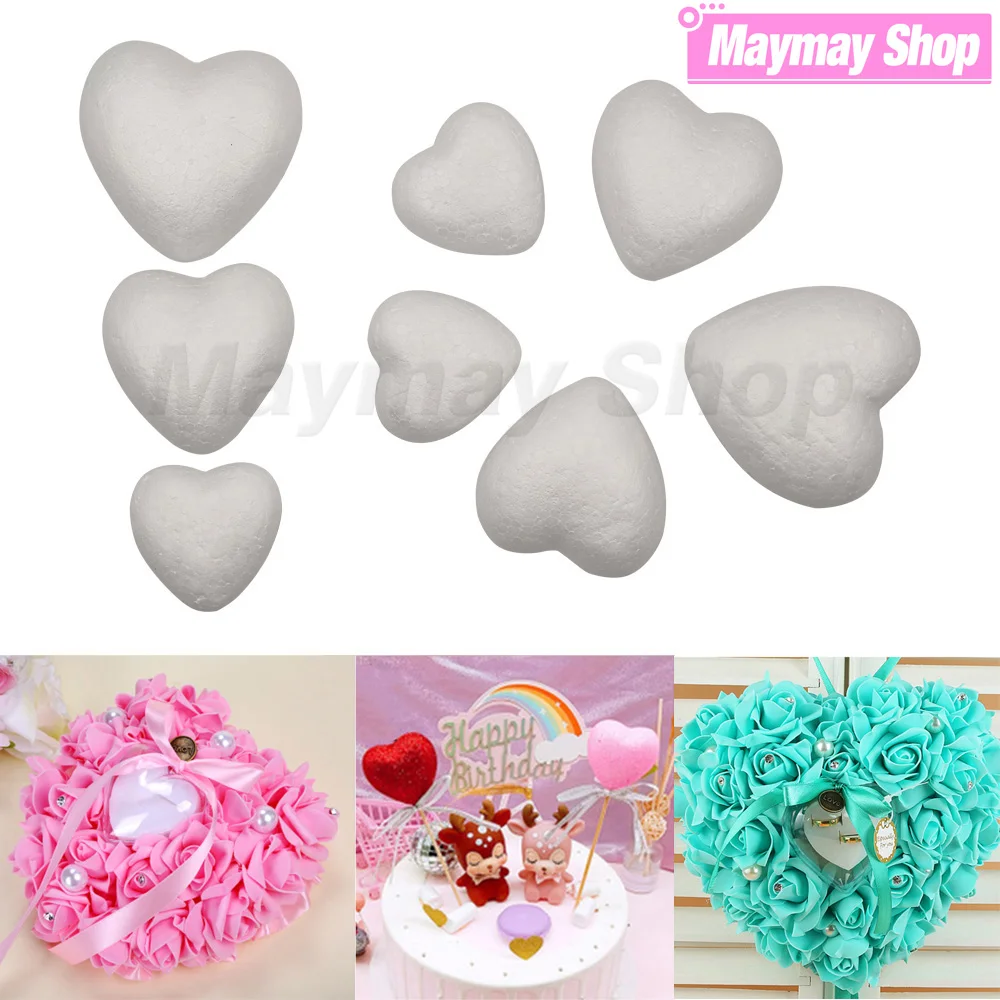 Polystyrene Styrofoam Heart Modelling Foam Solid Heart For Valentine Christmas Wedding Party DIY Craft Decoration Supplies