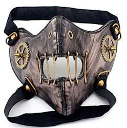 2020 New Steam Punk Gear Masks Gothic Punk Accessory Night Club Mask Performance Masks Hip Pop Brown Gearwheel Rivet Mask