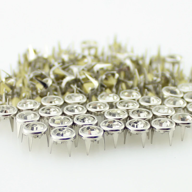 100pcs High Quality 7mm Claws Rhinestone Rivets Bag Clothing Leather Craft Accessory Decoration Crystal Rivets