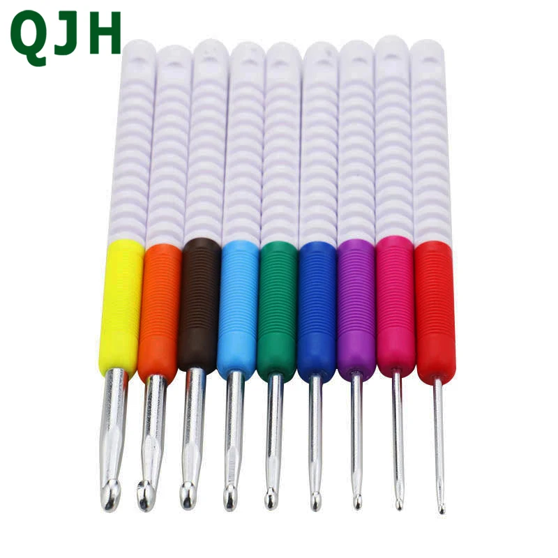 

wholesale Multicolor Plastic Handle Aluminum Crochet Hooks Knitting Needle Set 0.5mm-20mm Yarn Sweater Weave Craft Tools