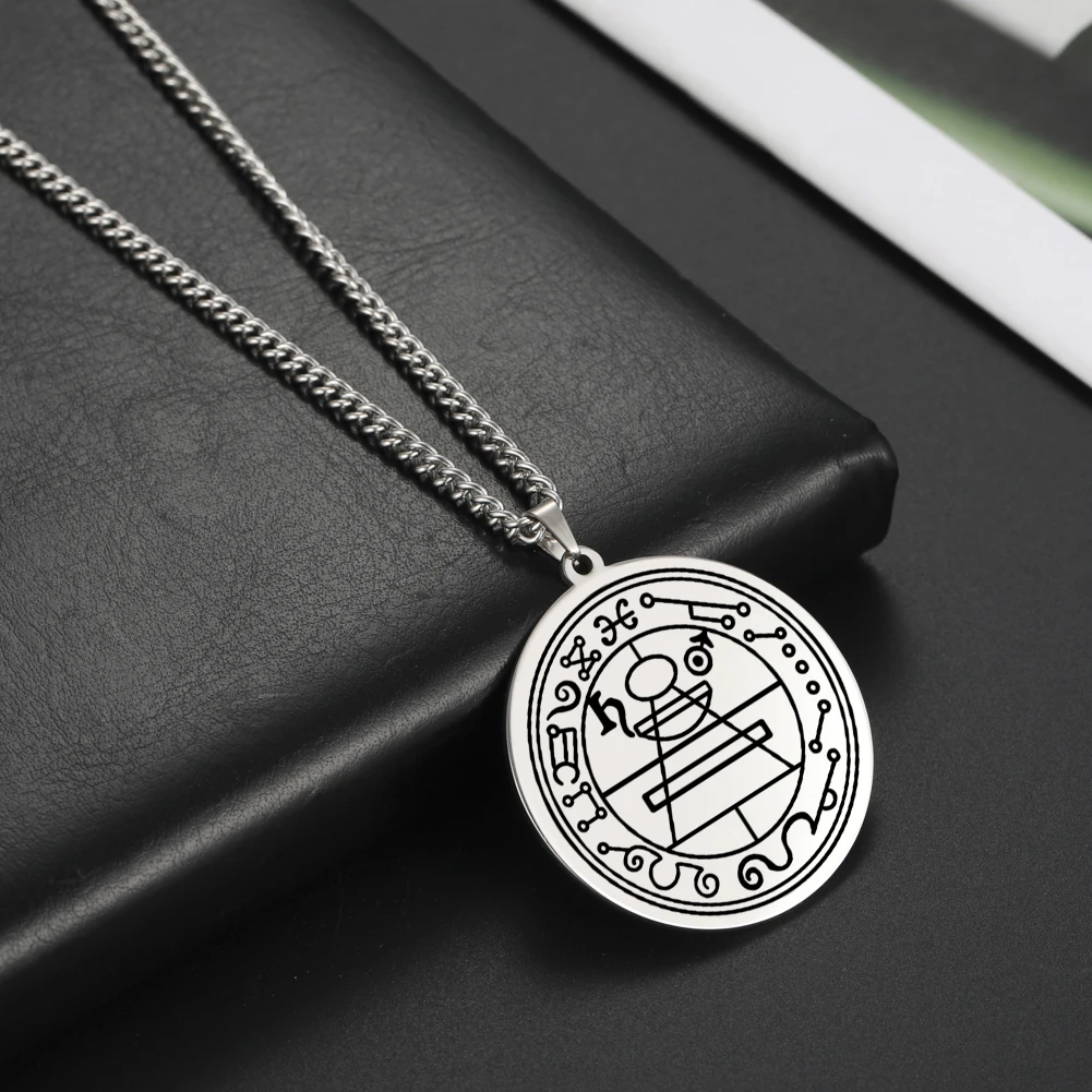 Dawapara Protection Secret Seal of Solomon Jewelry Wealth Fortune Amulet Pendant Necklace Talisman Stainless Steel Necklace