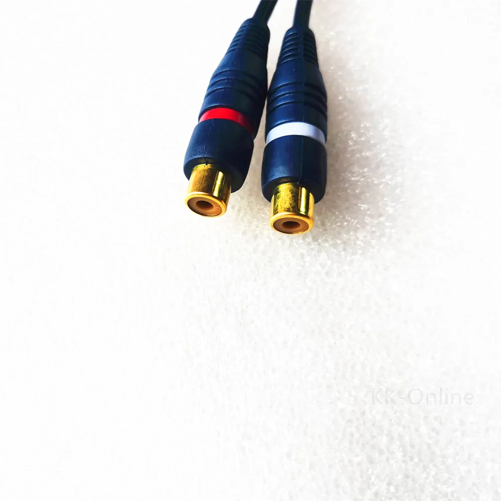 2 RCA إلى 1 RCA أنثى إلى ذكر إلى أنثى كابل مقسم الصوت موزع محول مكبر الصوت كابل ذهبي
