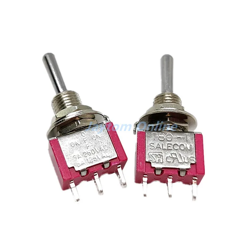 5pcs T8014-SEBQ Mini LatchingToggle Switch T80-T ON OFF ON 3A/250V 5A/125V 6mm 3PIN SPDT 3 Position