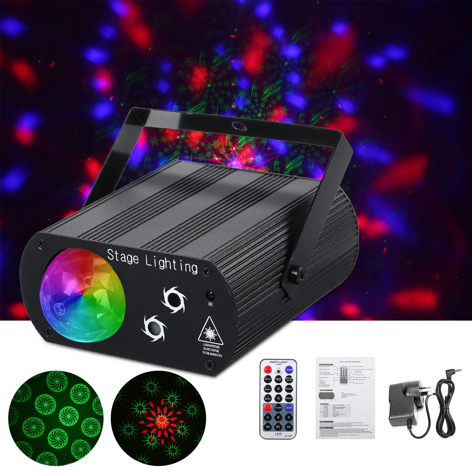 

Rotating Ball Christmas Lights LED Laser Projector RGB Sound Activated Stage Decoration Atmosphere For Home DJ Disco Party