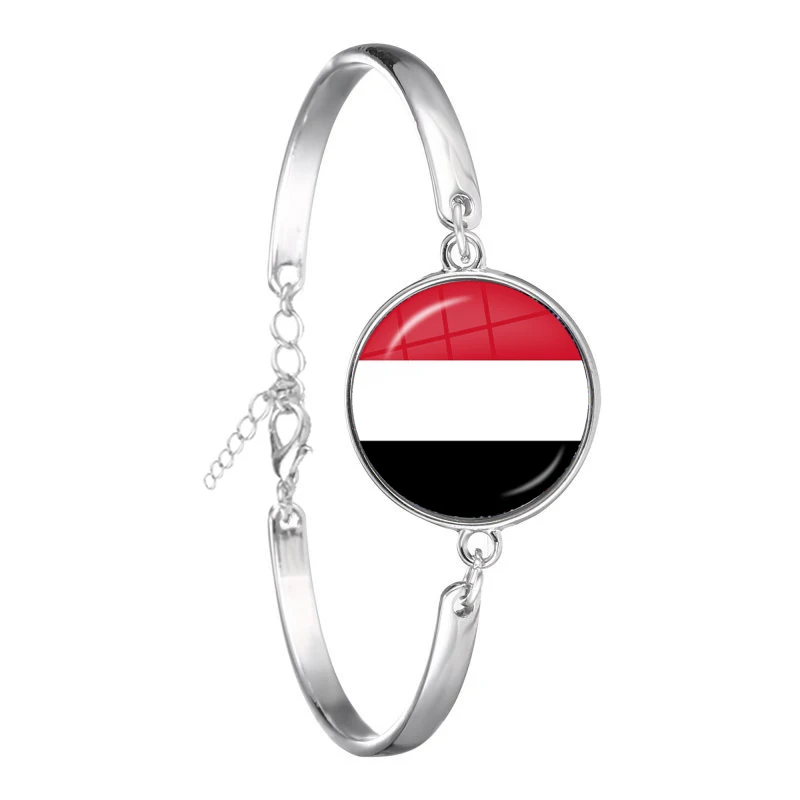 Iraq,Yemen,Nepal,Bangladesh,Maldives,Lebanon National Flag Bracelet 18mm Glass Cabochon Chain Bangle For Women Men Gift