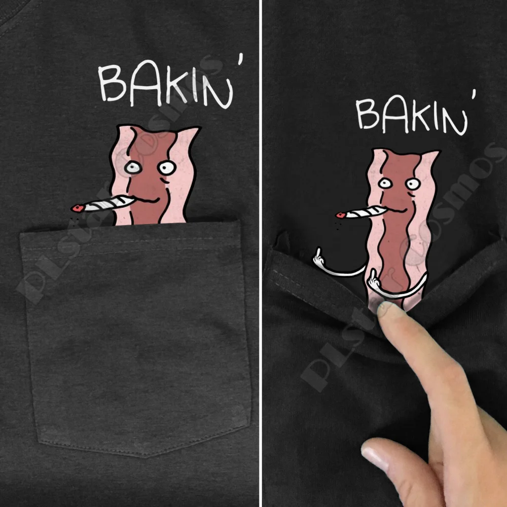 Hippie Pocket Tee T Shirts summer Otter printed t-shirt men for women tops black cotton funny Short sleeve drop shipping