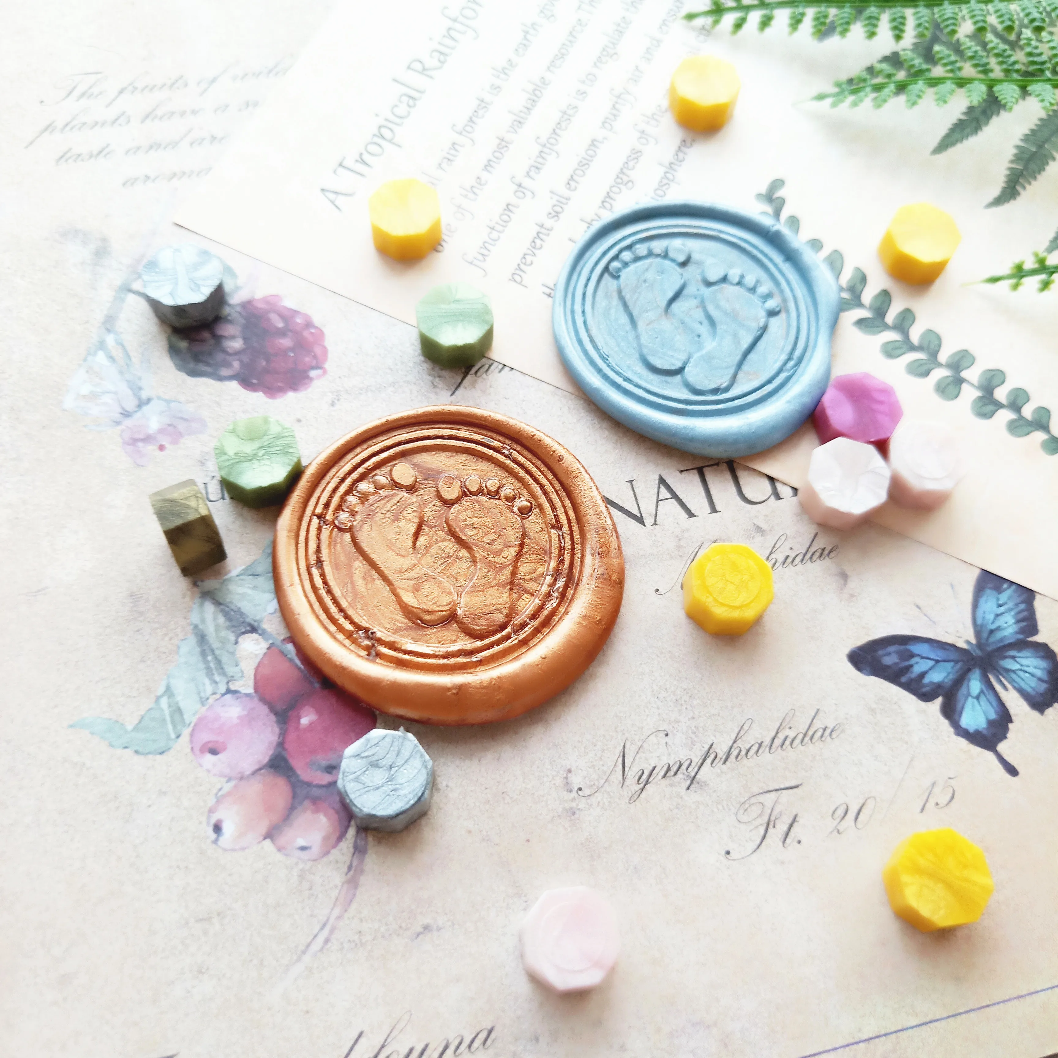 DIY Baby footprints customize Name Box set personalized Letter/Sealing Wax/wedding Wax Seal Stamp Custom invitations envelop