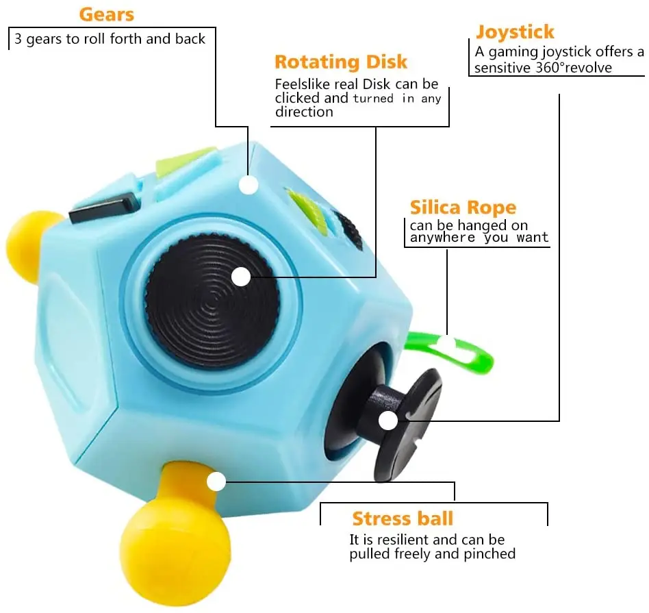 Giocattolo Puzzle creativo a 12 lati antistress dadi Anti-ansia giocattolo cubo antistress e sollievo dall'ansia depressione giocattolo per bambini adulti