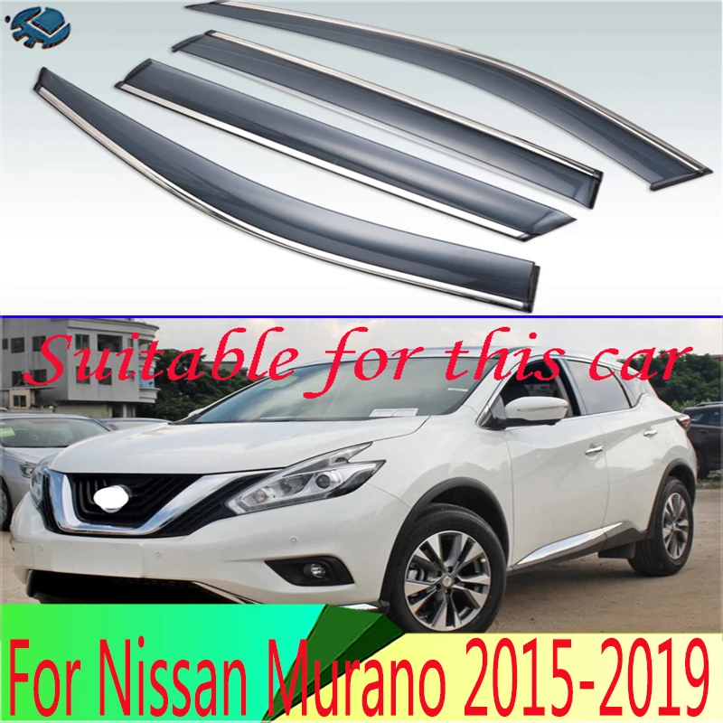 Plastic Exterior Visor Vent Shades Window Sun Rain Guard Deflector 4pcs For Nissan Murano 2015-2019 Third generation (Z52, P42M