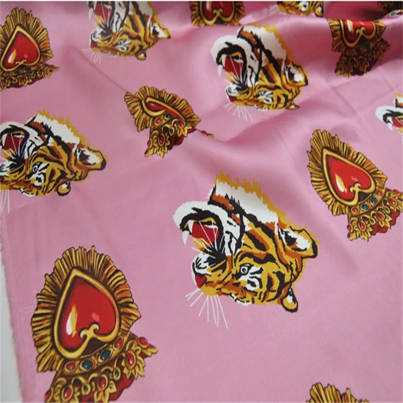 

Modern Vintage Organic Mulberry Silk Satin Fabric Charmeuse Duchess 16m/m 54" Pink Tiger Sexy for Women Cloth Shirt Skirt Child