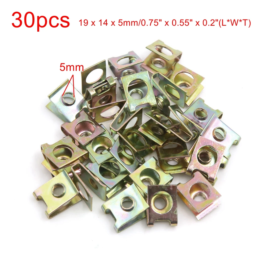 Uxcell 20Pcs 30Pcs Copper Tone Metal Auto Car Door Interior Pannel Spire Screw U-Type Clips Rivets Fit Hole 5mm 6mm