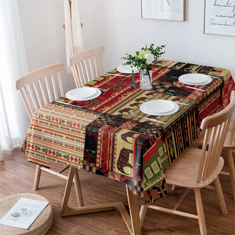 

Africa Indian Elephant Table Cloth Waterproof Dining Tablecloth for Table Kitchen Decorative Coffee Cuisine Party Table Cover