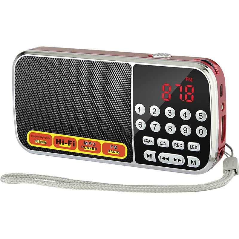 EONKO L-088V Super bass FM Radio with TF USB AUX Flashlight Voice recorder 1200mah rechargeable battery