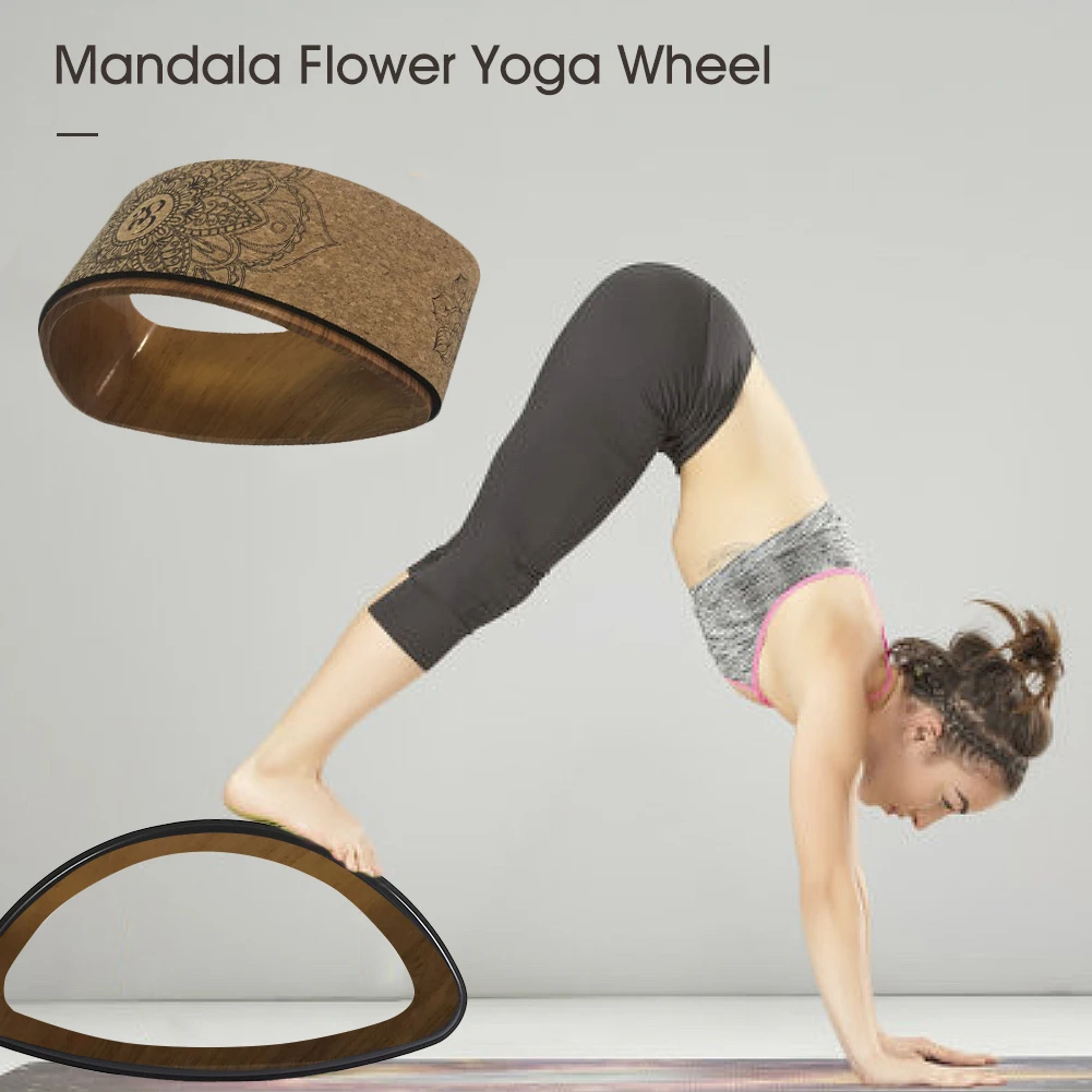 Yoga Wheel Bent Back Stretch Natural Cork Yoga Wheel Cork Solid Fitness Wheel Pilates Ring Sturdy Wheel Yoga Training