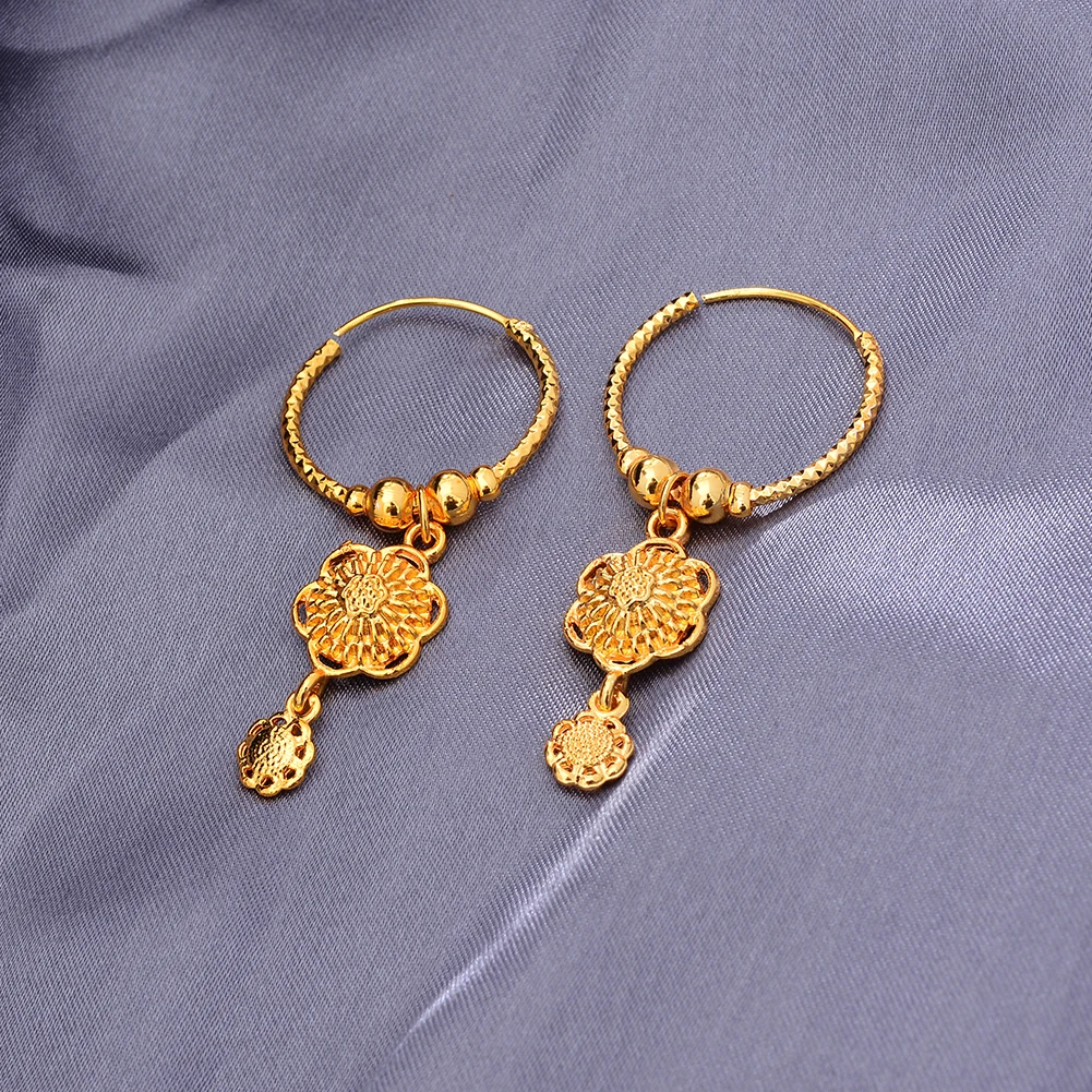 Dubai Small 24k Gold Color Earrings  For Women Twist African Party Wedding Gifts Earrings Gift