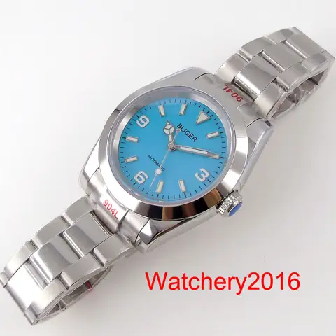 BLIGER 36 mm lysande urtavla safirglas polerad infattning NH35 PT5000 MIYOTA 8215 automatiskt urverk herrklocka med armband 8 best sales pt5000 - №8