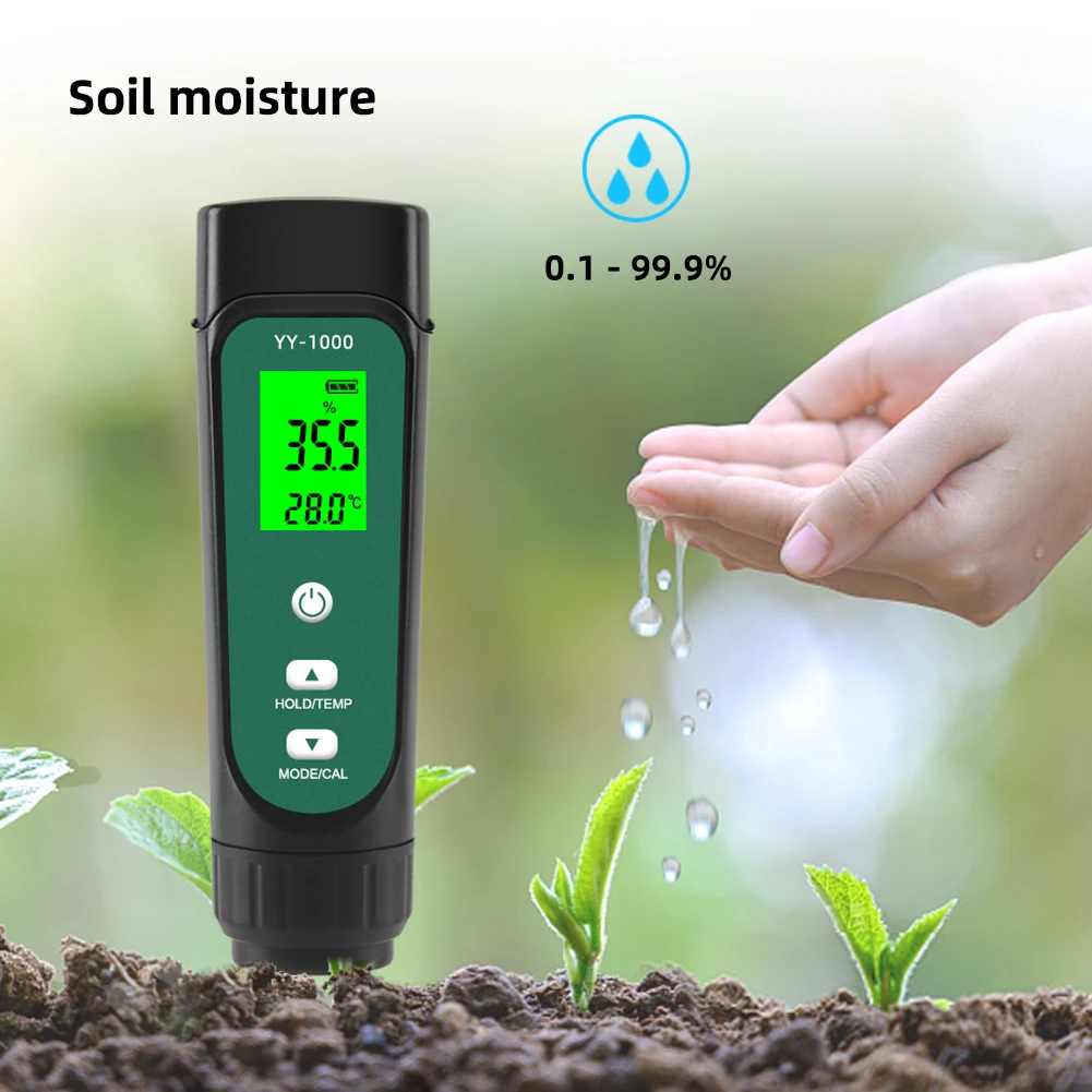 Yieryi YY-1000 Soil EC Temperature Meter Digital Plant Moisture Conductivity Tester Garden Laboratory Household Measuring Tool