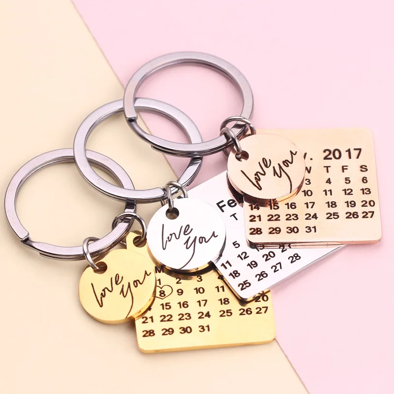 Custom  Key chain  Engraving date Customized Stainless Steel keychain  Personalized Customized Jewelry Gift  Drop  shipping gift