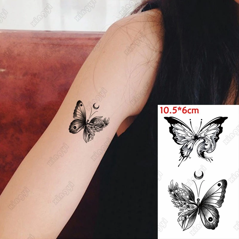 

Waterproof Temporary Tattoo Sticker Butterfly Wing Moon Girls Flash Tatoo Arm Wrist Water Transfer Fake Tatto Body Art Women Men