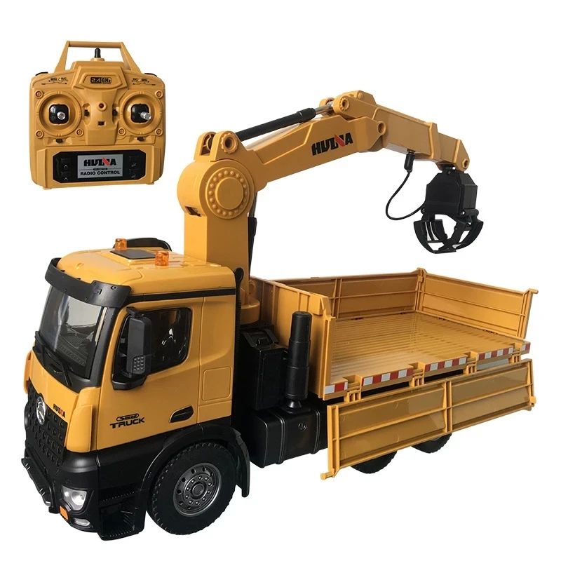 

Huina 1575 Remote Control Dump Grab Wooden Truck Multi-function Grab Material with Crane 1/14 Children's Remote Control Toy