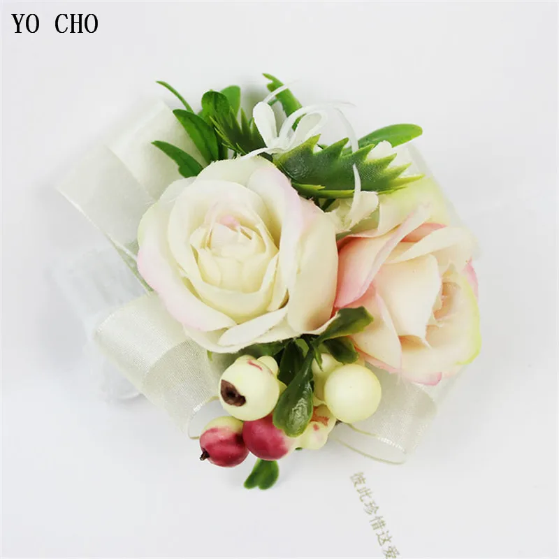 YO CHO Boutonniere Bloem Mannen Broche Pins Wedding Pols Corsage Bloem Bruidsmeisje Armband Corsage Mariage Accessoires