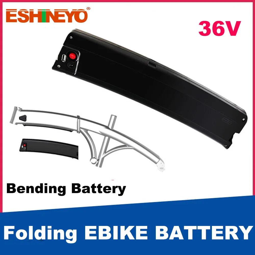 

Folding Ebike Battery Pack 36V 7.8Ah 9.6Ah 10.5Ah Scimitar Bending Lithium Batteries Hidden Interior For Electric Foldable Bike