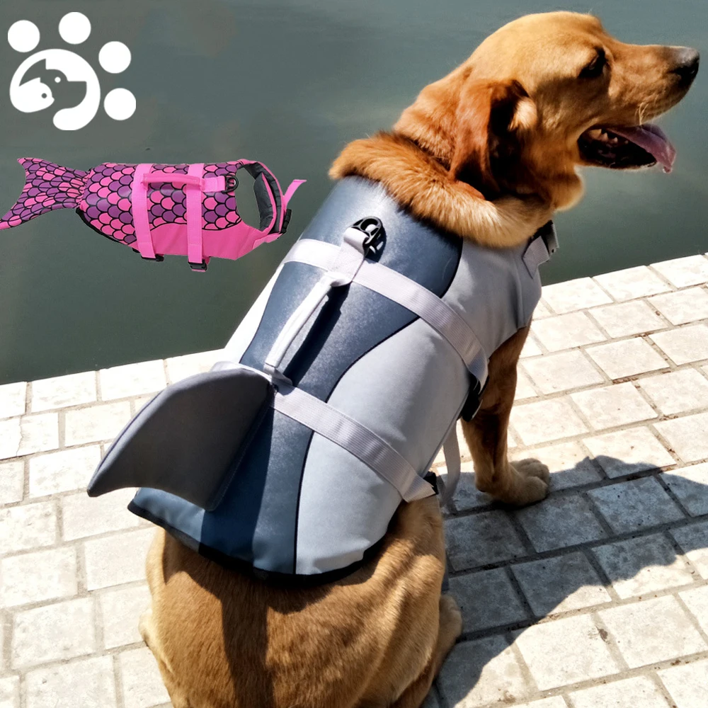 Pet Dog Life Vest Summer Shark Mermaid Pet Life Jacket Dog Clothes Harness Dogs Swimwear Pets Swimming Suit Funny Cute Dog Costu