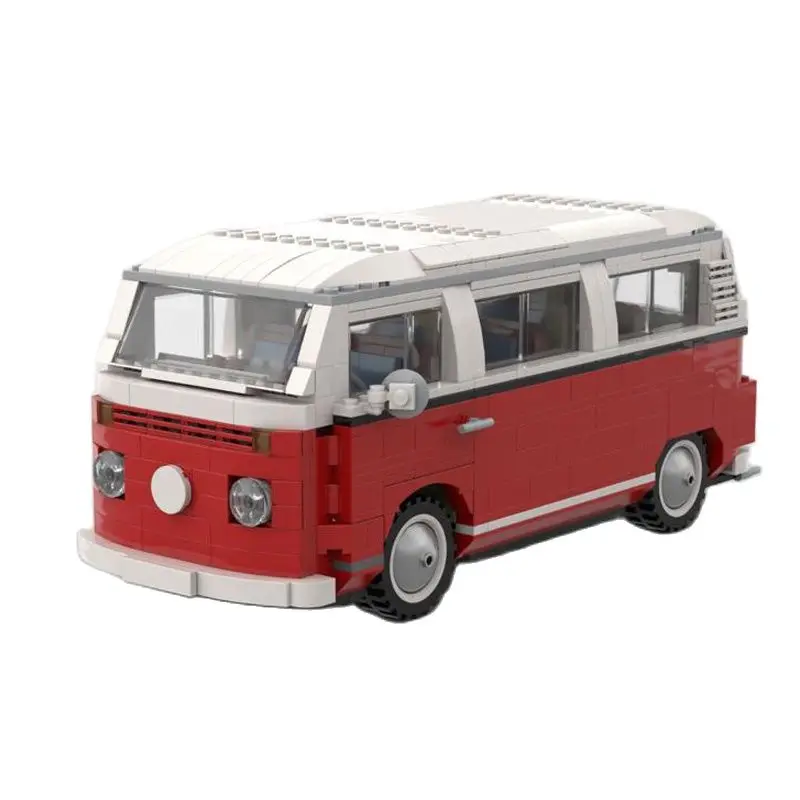 NEW 1133Pcs Technical Car T1 Camper Van Red Bus Model Bricks Set MOC 10220 Creative Vehicle Building Blocks Toys for Kids Gifts