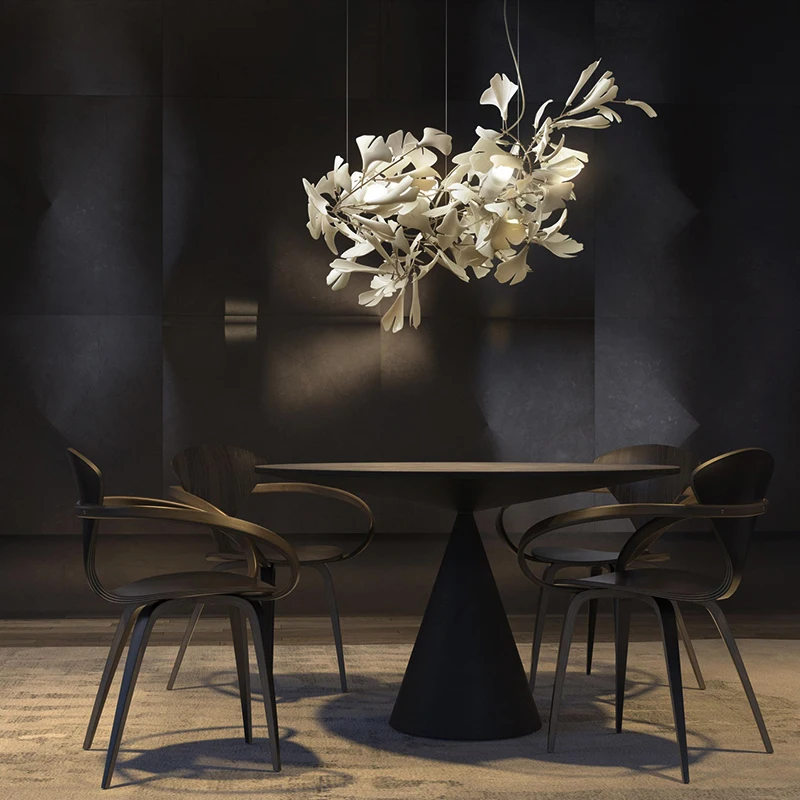 Designer Ceramic Ginkgo Leaves Chandelier - Decorative Lighting for Restaurant Clothing Shop Office Sand Table Project