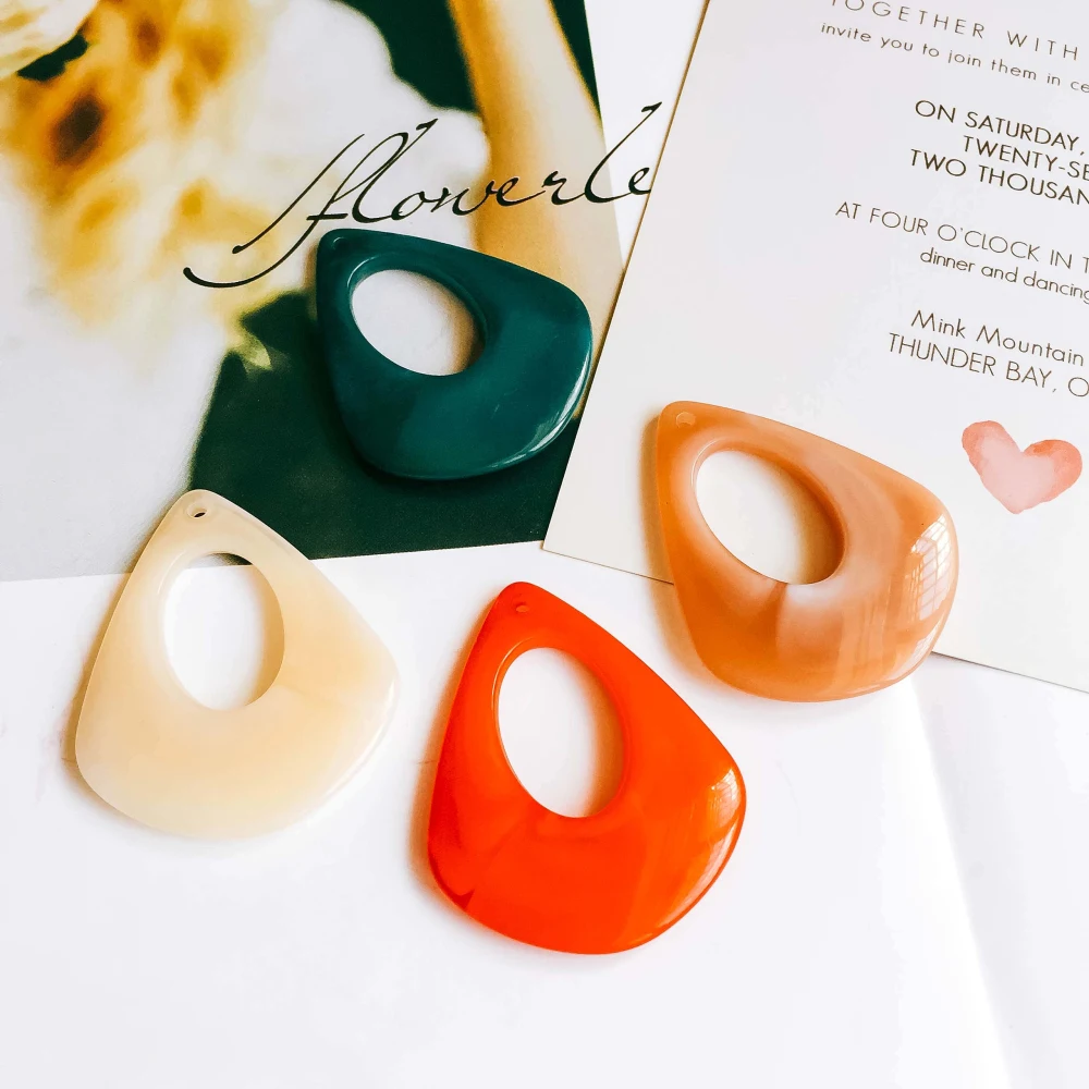 ZEROUP Acrylic Plastic multicolor Eardrop Triangle Shape Earring Accessories Pendant Necklace Charms Diy Handmade Material 10pcs