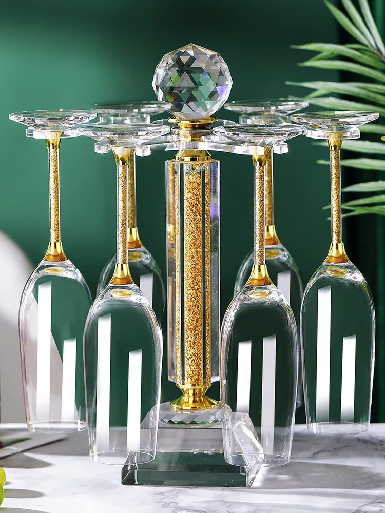 European Crystal Gold Foil Champagne Cup, Rotating Wine Rack, Creative Goblet, High-Grade, Home Decor Accessories, Gift