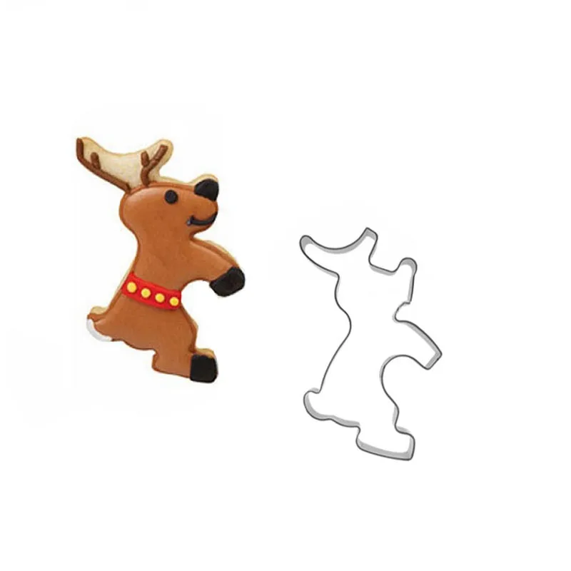 Cute Deer Cookie Cutter Stainless Steel Biscuit Knife Baking Fruit Kitchen Tools Mold Embossing Printing