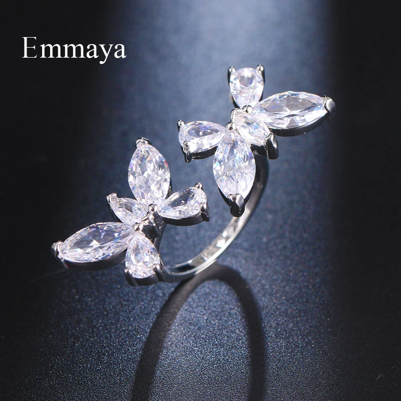 Emmaya Noble Ingenious Butterflies Design Ring With Shiny AAA Zirconia Adjustable Fancy Ornament Wedding Party Jewelry