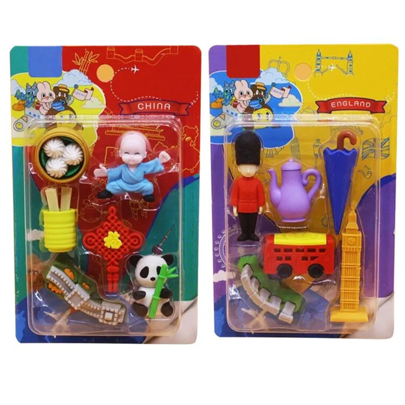 2021 New Arrival Magical Eraser Chinese and England Culture Kongfu Monk Eraser School Pencil Eraser   Promotion Stationery Gift