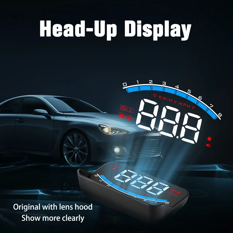 

OHANEE HUD M6s head up display Overspeed Warning Windshield Projector on-board OBD scanner With Lens Hood Universal Auto HUD