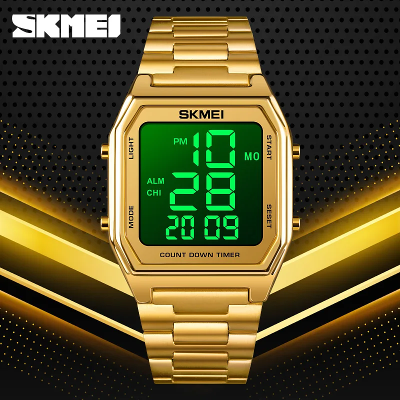 SKMEI Original Fashion Men Watch Luxury Digital Watch Stainless Steel Led Light Waterproof Chronograph Luxury Wristwatch for Man