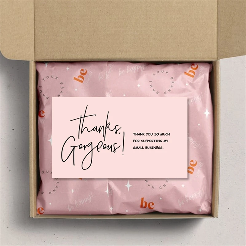 30pcs/bag pink thank you card for supporting business package decoration 