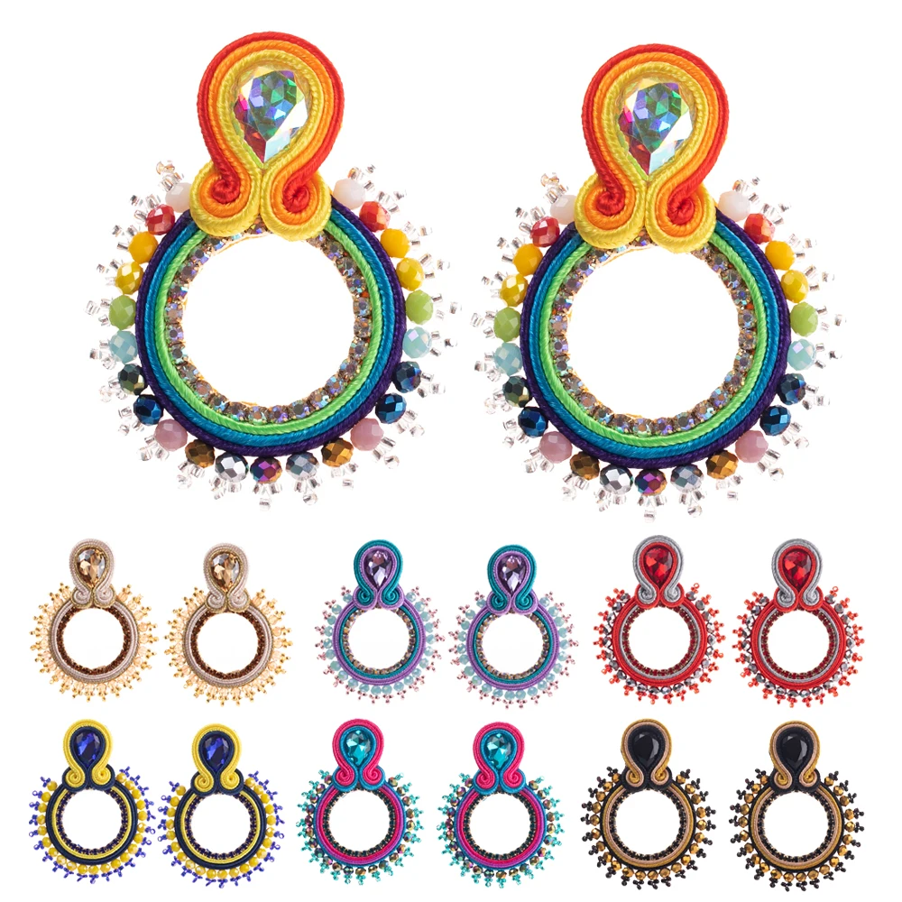 

Fashion Pendant Earrings for women Luxury jewelry Handmade Soutache Earring Colorful Ethnic boho Earring Party Gift Wholesale