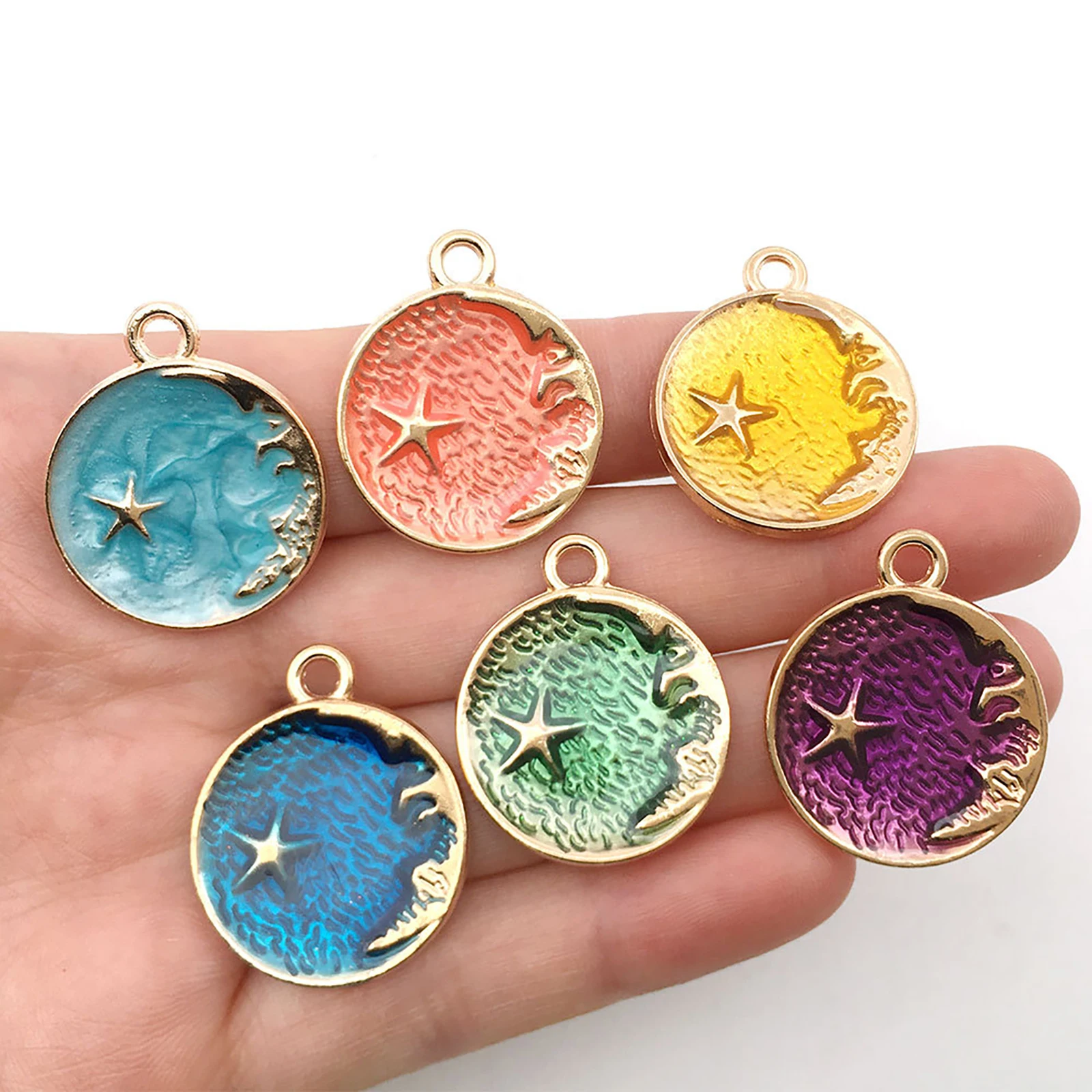 1 Set Moon Star Galaxy Enamel Charms Random Color Drop Oil Charms Zinc Alloy Pendant For DIY Bracelet Necklace Jewelry Making