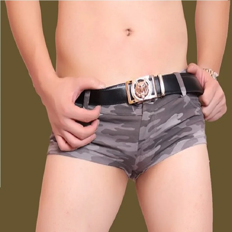 Men Sexy Shorts Underwear Camouflage Low-waist Lycra Cotton Slim Stylish