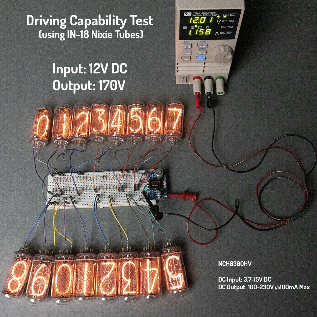 Nch6300hv moduł wzmacniający wysokiego napięcia zegarem świecącym Nixie. Bateria litowa lub wejście USB 5 V