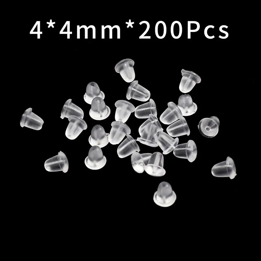 200pcs Rubber Earring Back Silicone Round Ear Plug Caps