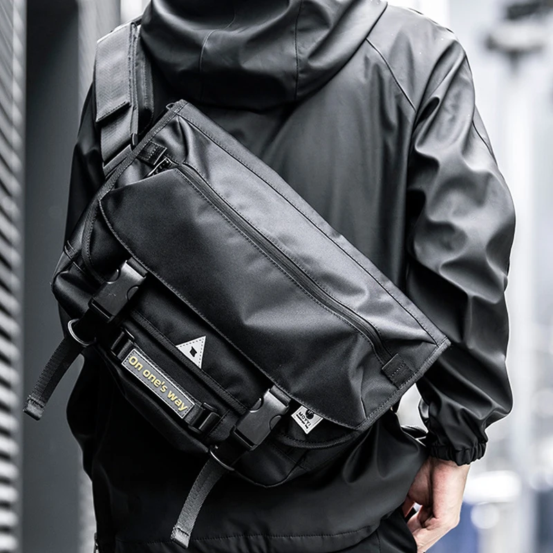 Men Messenger Bag Street Trendy Tactical Shoulder Waterproof Bags Hip Hop Streetwear Bag Oxford  Bag WB25